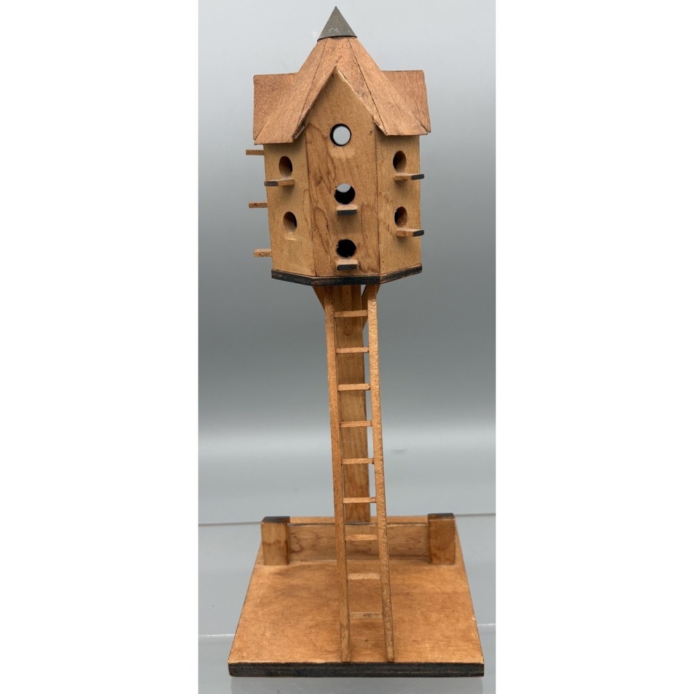 Vintage Mini Wooden Gołębnika Made in Poland 10" Tall Figurine Detachable Ladder
